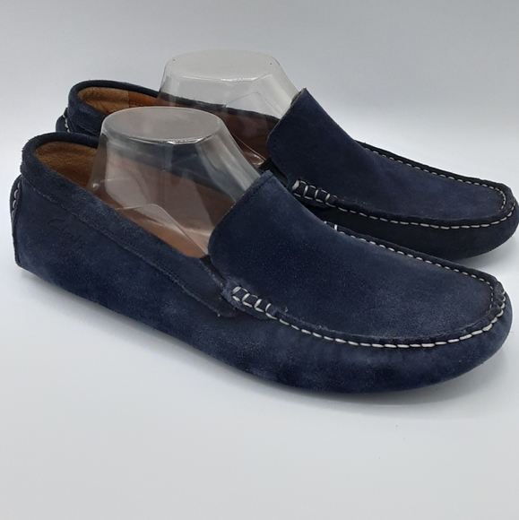 Clarks Blue Suede Driving Loafer Shoe Size 11. - Picture 1 of 13